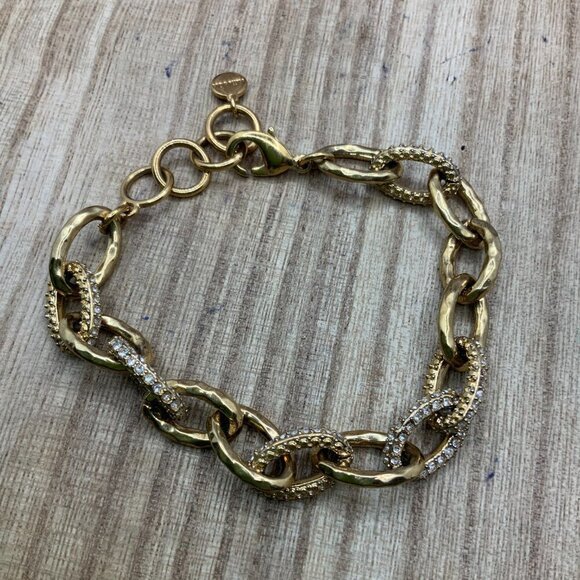 Stella & Dot Christina Gold Tone Rhinestone Link Bracelet - Picture 3 of 7